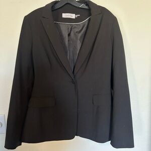 Calvin Klein Women's Black Blazer One Button Size 10